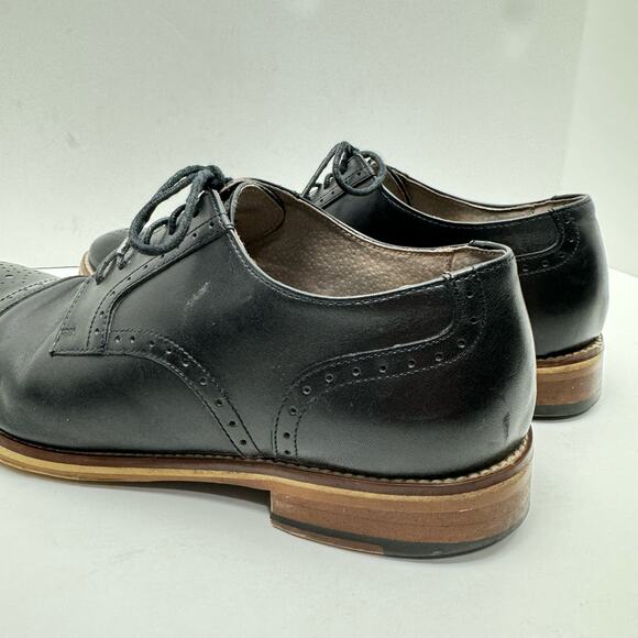 Johnston & Murphy 59-1991 Black Leather Carriker Cap Toe Lace Up Dress Shoes